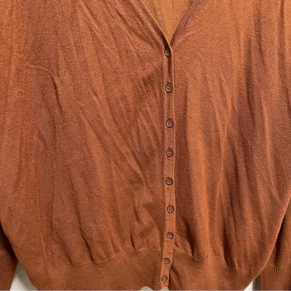 Cielo Light Academia Chocolate Brown Button Up Vneck Cardigan Size 3XL - Picture 2 of 5